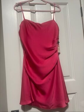 ASTR Pink Satin Spaghetti-Strap Dress
